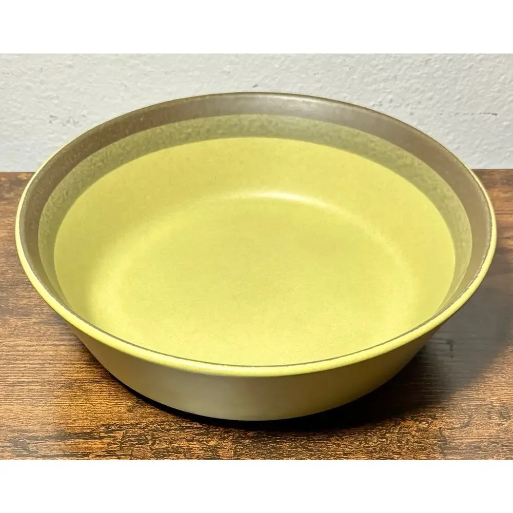 Vintage Arrow Stone Apache Green Kasuga Japan 9.5” Serving Bowl MCM 691